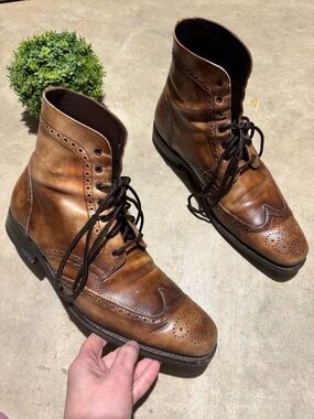 Thursday Boot Co. #77 Wingtip Boots Men Size 10 Brown Leather Lace Up Classic